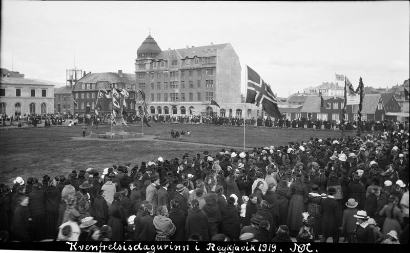 Austurvöllur square, Reykjavík, 1919